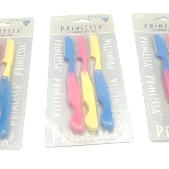 Lot of 3 Princessa Eyebrow Razors Travel Size Facial Eyebrow Razor Trimmer Shape - Picture 1 of 3